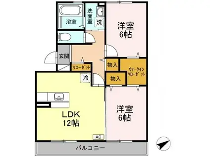 プロムナード三宅(2LDK/2階)の間取り写真