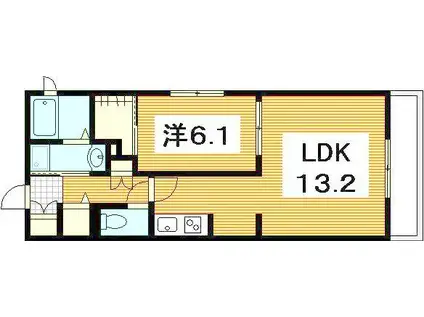メゾン・カンフリエ井口(1LDK/2階)の間取り写真