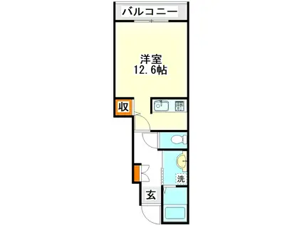 CANDEO糒A(1K/1階)の間取り写真