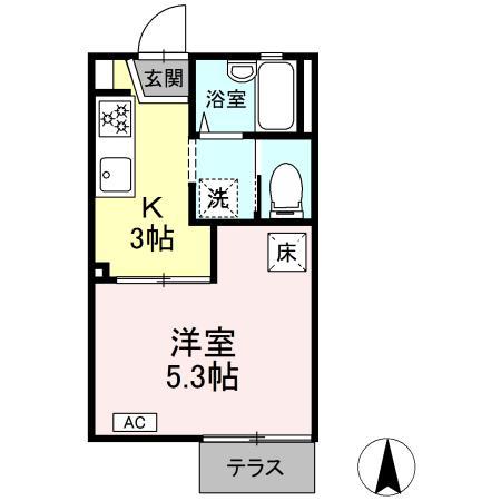 サンクレストせど(1K/1階)の間取り写真