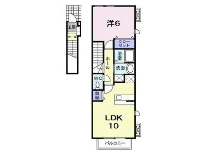 ロックビル ハイツ(1LDK/2階)の間取り写真