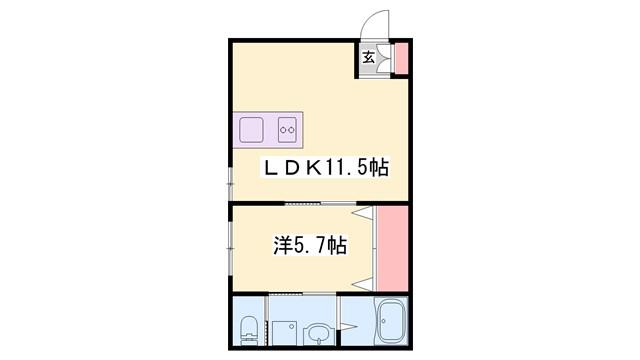 オレンジベース広畑北野(1LDK/1階)の間取り写真