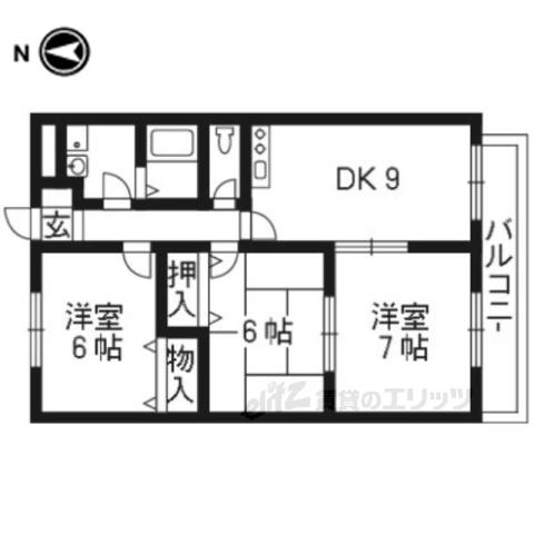 ウィンズヒル(3DK/2階)の間取り写真