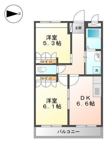 ハイツ華(2DK/1階)の間取り写真