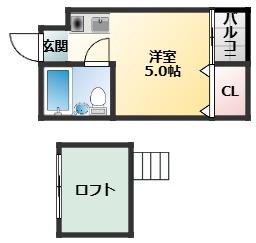 フォンタルサウス(ワンルーム/3階)の間取り写真