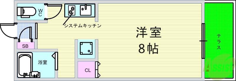 延明ハイツ(ワンルーム/1階)の間取り写真