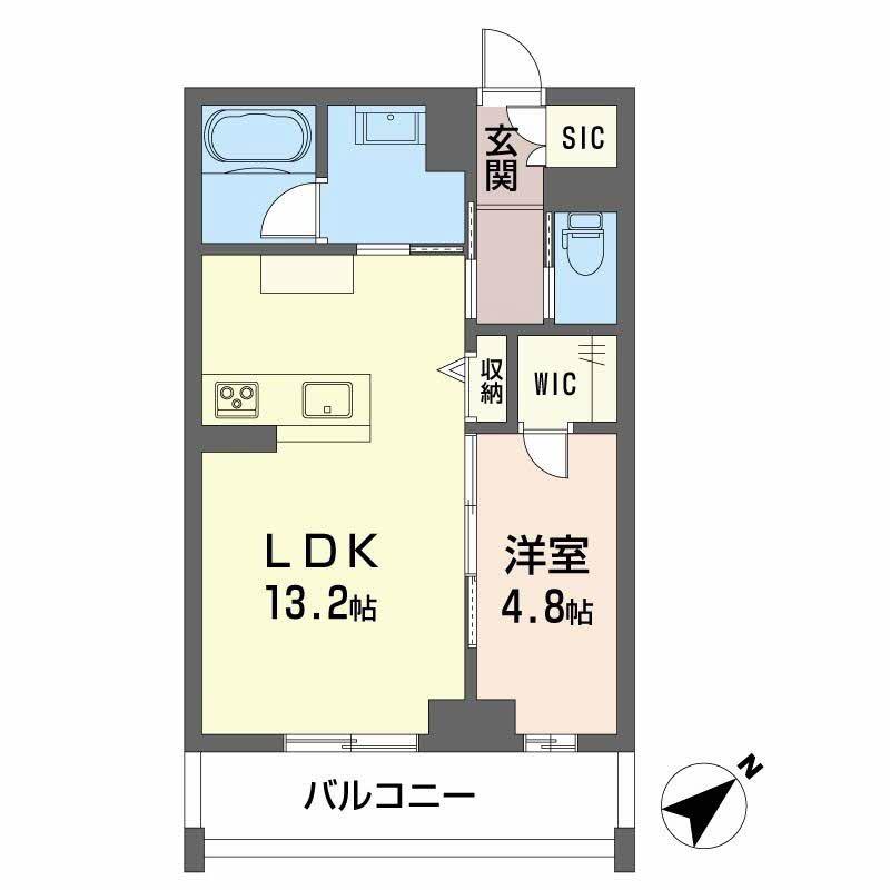 CLASSEUM連坊III(1LDK/4階)の間取り写真