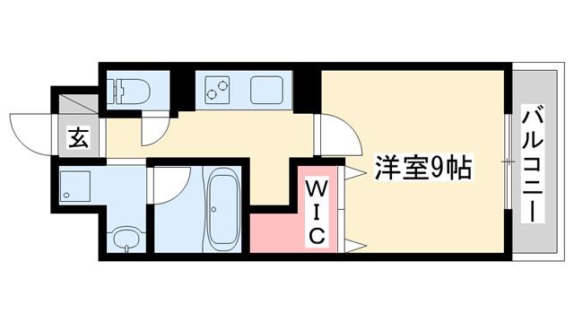 クレストコート加古川(1K/3階)の間取り写真