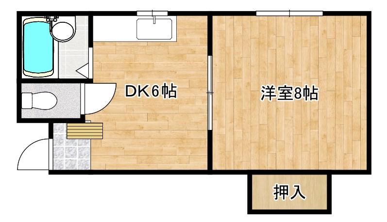 レイクハイツおまち(1DK/2階)の間取り写真