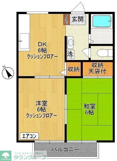 ヴィレッジ II - VILLAGE II -(2DK/1階)の間取り写真