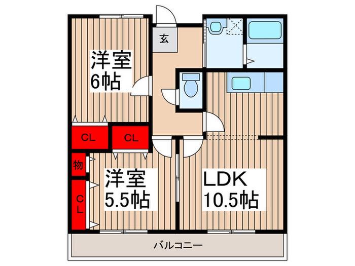 上尾市上AP(2LDK/1階)の間取り写真