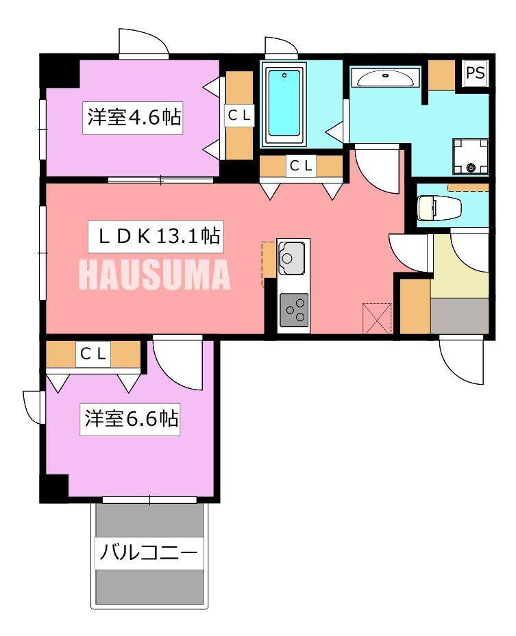 アローマ王子本町(2LDK/2階)の間取り写真