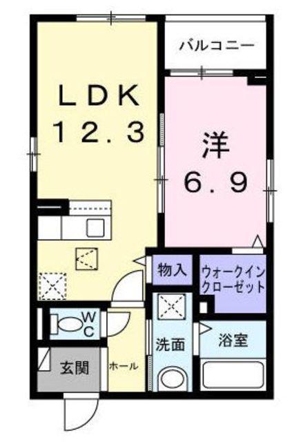 ハレプア(1LDK/1階)の間取り写真