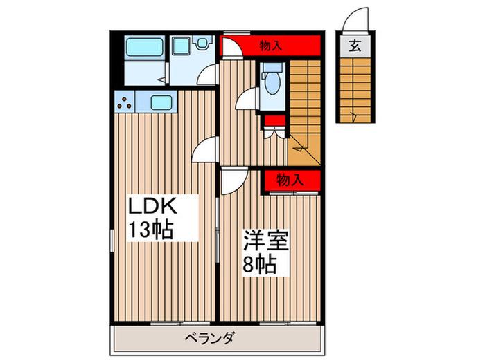 グリーンリッチ(1LDK/2階)の間取り写真