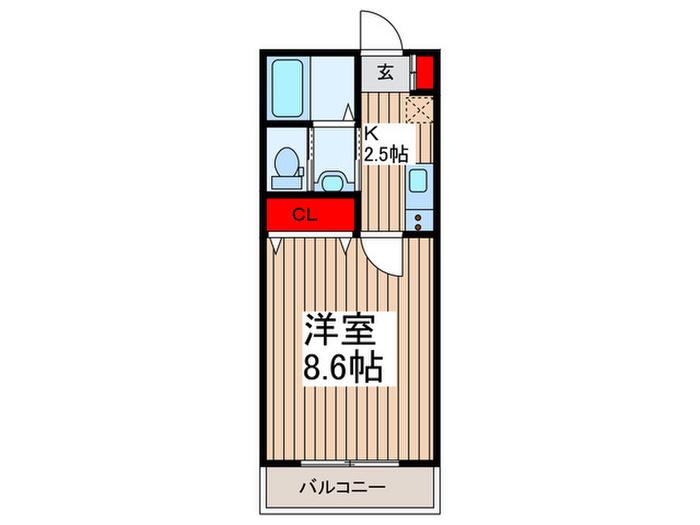 マーブル入間(1K/1階)の間取り写真