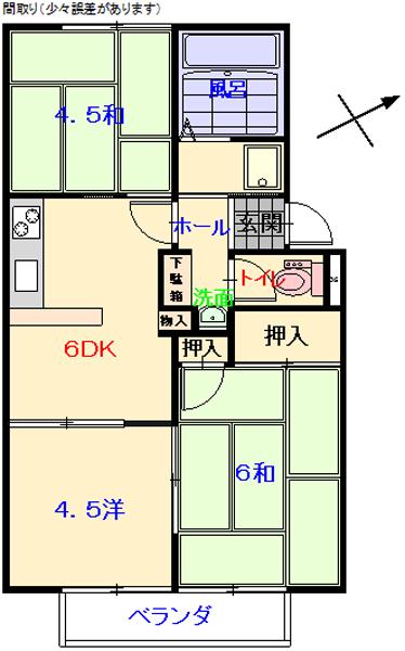 中吉アパートB棟(3DK/1階)の間取り写真