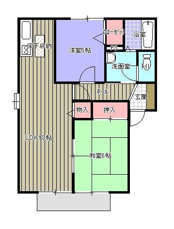 サンエクセル小森野D棟(2LDK/1階)の間取り写真