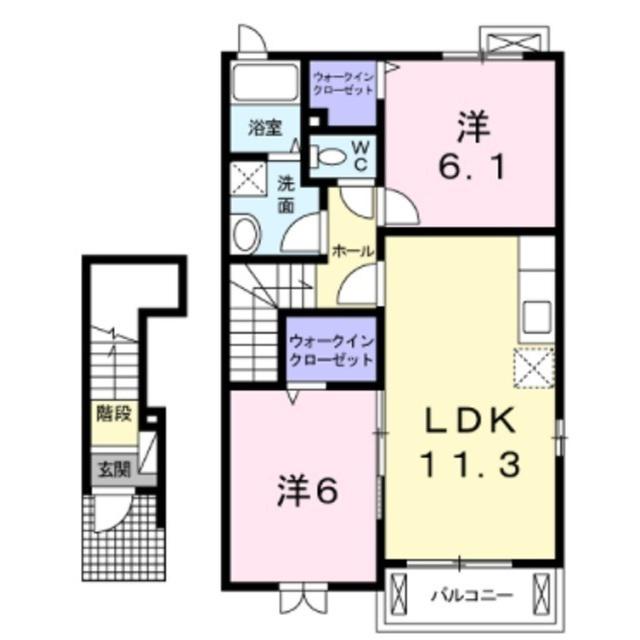 コーポKAJIYA C(2LDK/2階)の間取り写真