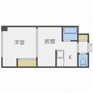 ルナハイツ南8条(1LDK/2階)の間取り写真