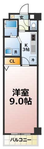 第3OTAビル(1K/3階)の間取り写真