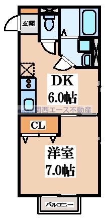 レトア・エクセレント(1DK/2階)の間取り写真