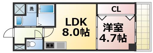 グランパシフィック桃谷(1LDK/1階)の間取り写真