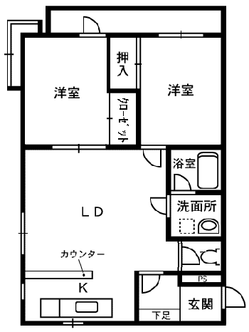 ハイツ北山(2LDK/3階)の間取り写真