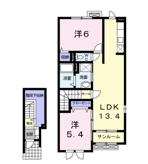 ヴィ―ブル・II(2LDK/2階)の間取り写真