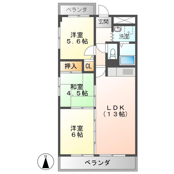 ラ・プエルタ・フェリス(3LDK/1階)の間取り写真