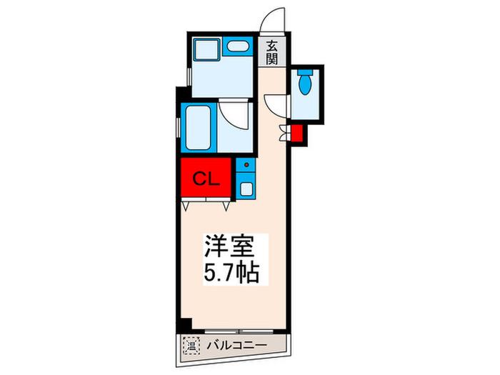 Uハイム(ワンルーム/2階)の間取り写真