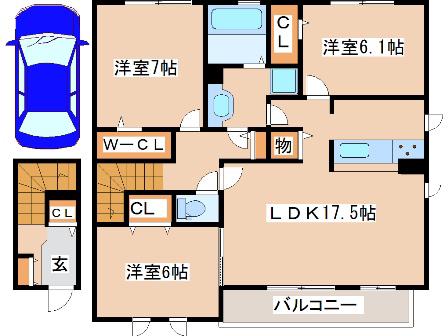 デルニエコートA(3LDK/2階)の間取り写真