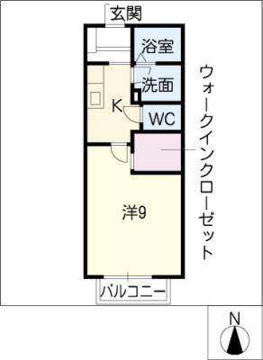 セゾン砂畑(1K/2階)の間取り写真