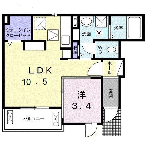 ヴィラ桜(1LDK/1階)の間取り写真
