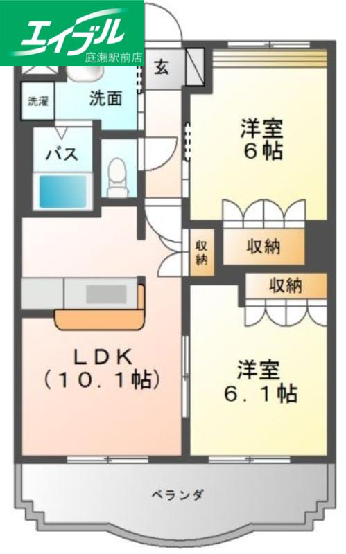 アベニール弐番館(2LDK/1階)の間取り写真