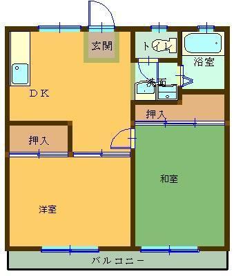 ハイツフォーティーン(2DK/2階)の間取り写真