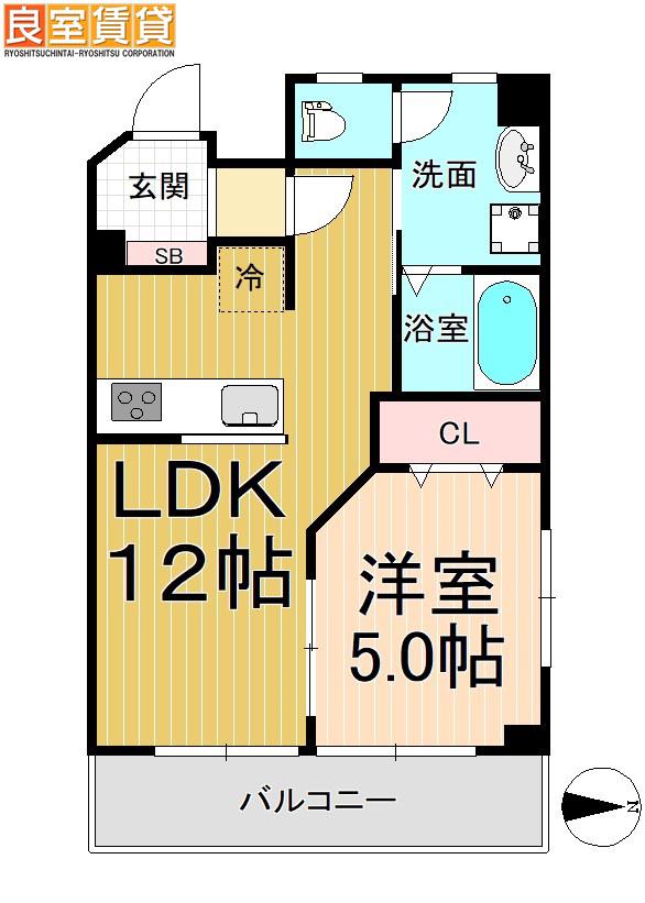 セントラルハイツ カシノ(1LDK/7階)の間取り写真