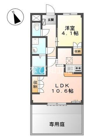 ディアフォンテーヌ(1LDK/1階)の間取り写真