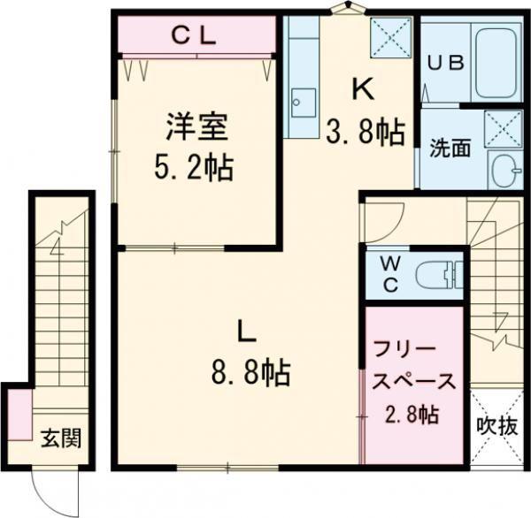 モンシェール杉並(1LDK/2階)の間取り写真