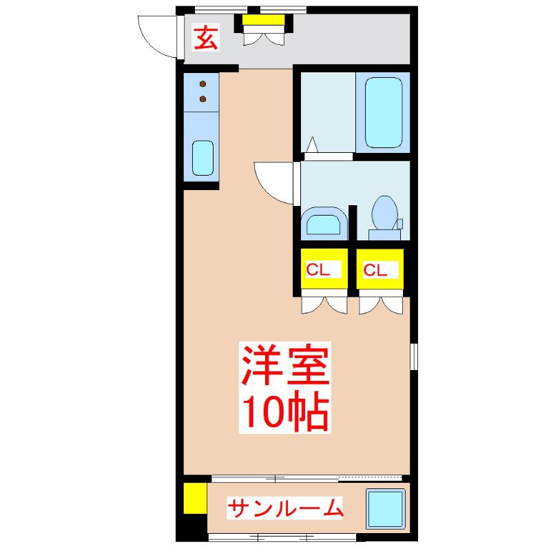 グランドハイム平松(ワンルーム/1階)の間取り写真
