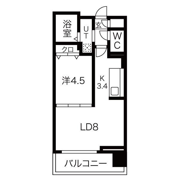 ヴォーネン円山裏参道(1LDK/7階)の間取り写真