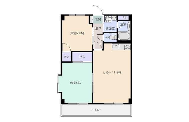 FKⅢ東林間(2LDK/3階)の間取り写真