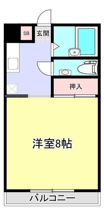 ルーエ磯(1K/2階)の間取り写真