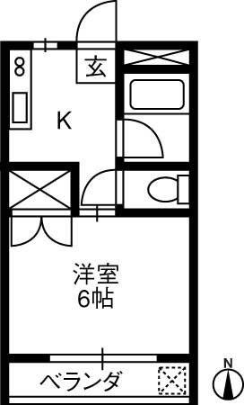 ヴィラ大島(1K/3階)の間取り写真