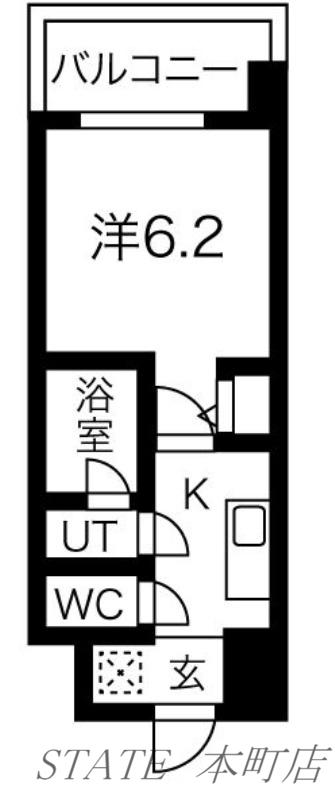 スプランディッド難波(1K/15階)の間取り写真