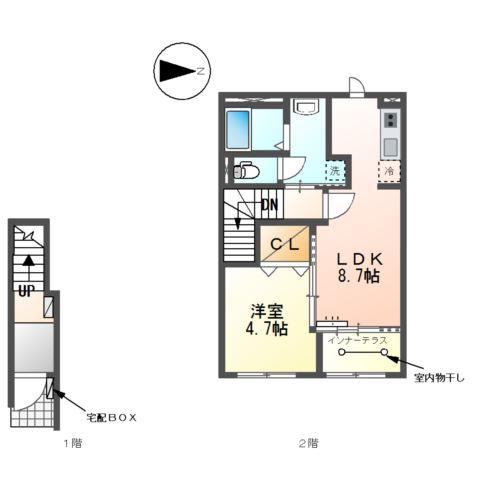 ピュア モーメント(1LDK/2階)の間取り写真