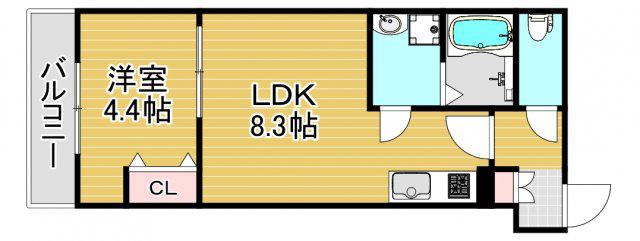 FOREST FUKUSHIMA(1LDK/1階)の間取り写真