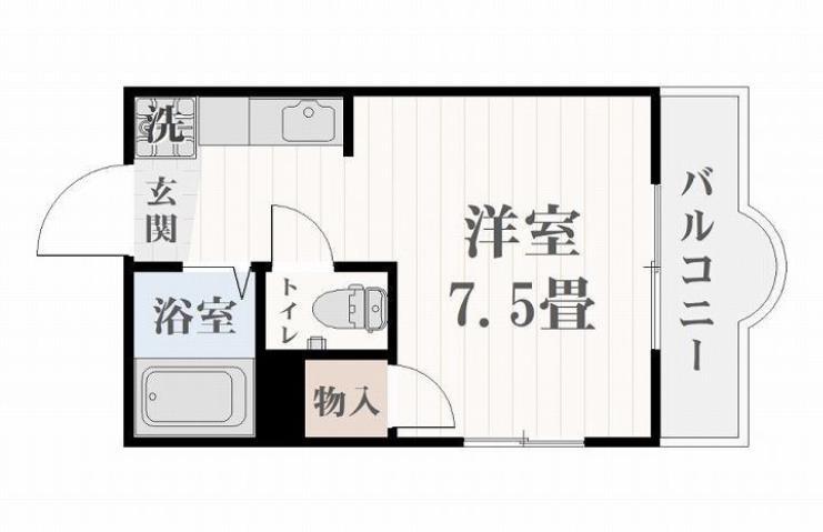 パステルイン下荒田(ワンルーム/4階)の間取り写真