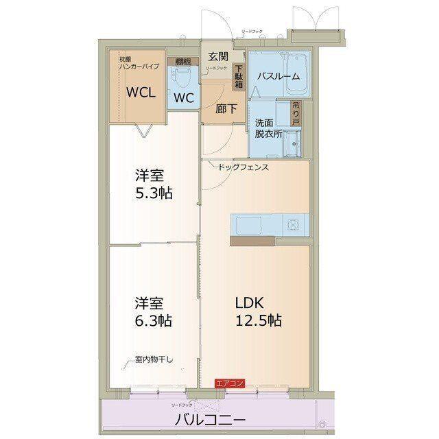 MARK&TWO(2LDK/1階)の間取り写真