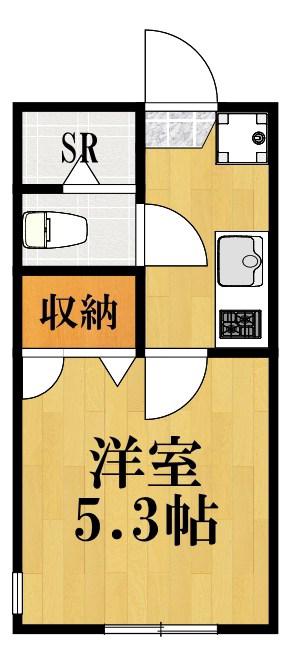 ドミール楓(1K/1階)の間取り写真