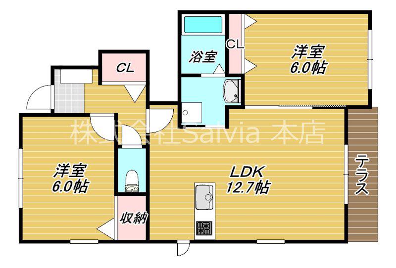 トゥージュールアンサンブル(2LDK/1階)の間取り写真